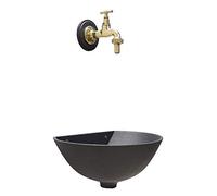 Fonderia Bongiovanni | Fontaine de Jardin extérieure | Évier d'extérieur | Modèle 600 195L | avec Robinet en Laiton Poli | pour Maison Jardin| Fontaine Murale extérieure