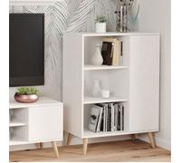 FONDI Meuble Buffet, commode, armoire 1 porte et 3 étagères - BLANC - L 90 x P 40 x H 116cm
