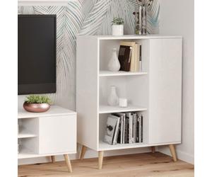 FONDI Meuble Buffet, commode, armoire 1 porte et 3 étagères - BLANC - L 90 x P 40 x H 116cm