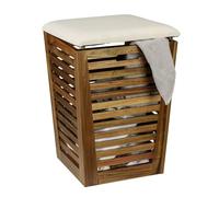 Coffre à linge WENKO avec assise rembourrée Mod. Fondi, en bois d'acacia massif