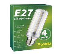 Fondiiz Ampoule E27 Blanc Froid 6000K, 16W 2200LM E27 LED Forte Luminosité | Équivalent 200W Halogène, Ampoules LED Intérieur E27 Économie d'Énergie, Lampe E27 Maïs 220-240V, Non-dimmable, Lot de 4