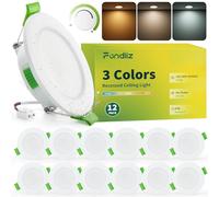 Fondiiz Lot de 12 Spot LED Encastrable Dimmable 55-68mm Découpe, 3.5W 220V | 340LM Spots de Plafond, Blanc Chaud 3000K Blanc Neutre 4500K Blanc Froid 6000K Reglable, Spot Salle de Bain IP44 pour Cuisine