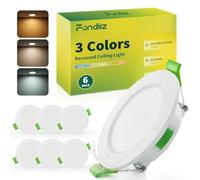 Fondiiz Spot LED Encastrable Extra Plat 3.5W 3CCT 220V, 55-68mm Découpe | 340LM Spots de Plafond Blanc Chaud 3000K Blanc Neutre 4500K Blanc Froid 6000K Reglable, IP44 pour Salle de Bain, Lot de 6