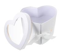 FONDOTIN Boîte à Présents de Cœur Blanche à Double Couche Rotative, Étui D'emballage pour Fleurs Fraîches, Jardinière pour Bouquet, Coffret Présent pour Saint-valentin et Anniversaires