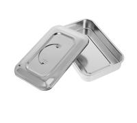FONDOTIN Boîte Carrée en Acier Inoxydable avec Couvercle Bac en Inox pour Instruments Professionnels et Soins des Ongles