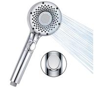Foneso Pommeau de Douche Haute Pression & Économique | 5+1 Types de Jets, Bouton Stop Eau, Anti-Calcaire | Idéal pour Salle de Bain, Spa, Nettoyage des Carreaux & Animaux