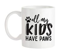 Fonhark - Mug « All My Kids Have Paws » - Tasse pour chien - Tasse pour les amoureux des animaux de compagnie - 325 ml - Blanc