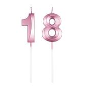 FONHREW Bougies d'Anniversaire en Forme de Chiffre 18, Couleur Or Rose, Décoration de Gâteau