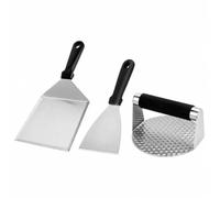 Fonowx 3 Pièces Kit 3 Barbecue Boîte Grande Spatule Barbecue Professionnel Kit Burger Press Presse à Viande pr Camping