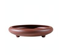 Fonowx Bassin Bonsaï Résine Pot Rond Bonsaï Coupe Jardinière Soucoupe Design Surélevé à Trois Pieds Favorisant la Ventilation des Racines Imitation Poterie, Couleur Pourpre Foncé