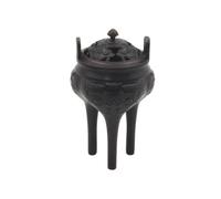 Fonowx Brûleur d'Encens Encensoir Censoir Brûle-Parfum Porte-encens en Alliage Effet Bronze avec Reliefs Finement Gravés et Couvercle à Aérations pour, Brûleur D Encens Tripode Taotie