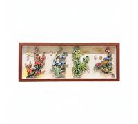 Fonowx Décoration Murale Cadre Fleur Panneau Floral Art Mural Fait Main Esthétique Orientale Motif Bambou Contraste Élégant Convient pour Salon Bureau Entrée Salle de Thé Cadeau, 64 26cm