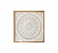 Fonowx Décoration Murale Sculptée Panneau Bois Relief Plaque Murale Art Mural Texture Chaleureuse Adaptée à Entrée Chambre, Petit 50cm X 50cm, Style 4 - Rosace Centrale A2725