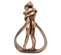 Fonowx Figurine Couple Sculpture Amour Élégante Statue Décorative en Résine Finition Bronze Doré avec Support Antidérapant Adaptée au Salon Chambre Bureau Entrée 26x155x6cm
