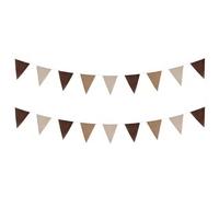Fonowx Guirlande Fanions Dégradé Guirlande Fanion Bannière Triangulaire Fanion Toile de Jute Aspect Naturel en Lin Texture Chaleureuse 5m 18 Fanions Adaptée, Marron, Marron, Beige