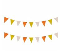 Fonowx Guirlande Fanions Dégradé Guirlande Fanion Bannière Triangulaire Fanion Toile de Jute Aspect Naturel en Lin Texture Chaleureuse 5m 18 Fanions Adaptée, Multicolore, Orange, Jaune, Blanc Cassé