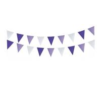 Fonowx Guirlande Fanions Dégradé Guirlande Fanion Bannière Triangulaire Fanion Toile de Jute Aspect Naturel en Lin Texture Chaleureuse 5m 18 Fanions Adaptée, Multicolore, Violet, Blanc