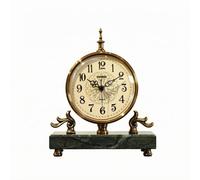 Fonowx Horloge de Bureau Analogique Horloge de Table Pendule Décorative Pendule à Cadre Métal et Base Marbre pour Allure Raffinée Affichage Clair au Quotidien Adaptée au Bureau Séjour Étagère