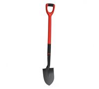 Fonowx Pelle de Jardinage Extérieur Pelle Bêche Pioche Manche Long avec Anneau Acier Manganèse Épais Poignée Confortable Adaptée au Jardinage Plantation, Rouge, Manche Rond Rouge, Tête Pointue Noire