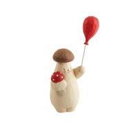 Fonowx Sculpture Champignon Figurine Champignon Statue Champignon Ornement Champignon Bois Tilleul Style Sculpté à la Main avec Forme Autoportante et Détails, Champignon Marron avec Ballon