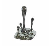 Fonowx Sculpture Goutte Moderne Figurine Décorative Goutte Ornement Abstrait Résine Brillance Miroir Allure Liquide Adaptée au Bureau Lecture Entrée, Argent, Grand 19-18-23cm