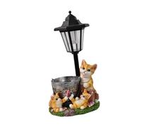 Fonowx Statue de Jardin, Sculpture en Résine avec Lanterne Solaire, Décoration Intérieure, Art de Patio, Statue de Chat pour Patio et Jardin, 17 X 12 X 32.5 Cm
