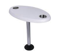 Fonowx Table Bateau Ronde Table Nautique de Salon Table Café Ronde de Pont Bureau Marin Circulaire Plateau 75cm Équilibré Base 18cm pour Stabilité Finition, Blanc Pur