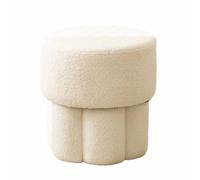 Fonowx Tabouret Champignon Bouclé Pouf Ottoman Repose-Pieds Fleece Assise Douce avec Armature en Bois et Mousse Densité Adapté au Salon Chambre Entrée Lecture, Blanc