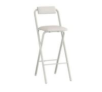Fonowx Tabouret de Bar Pliant avec Dossier Chaise Haute Siège Rembourré Repose-Pieds Métal Résistant avec Dossier Ergonomique et Assise Rembourrée Pliage, 70cm, Blanc