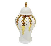 Fonowx Vase en Céramique Vase à Ouverture Centrale Vase Rond Vase Décoratif Surface Émaillée Brillante à Forme Circulaire Sculpturale avec Reliefs Pièce, 21.5cm X 7.5cm X 28cm