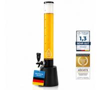 Fontaine à Boisson 3,5L en Verre XXL "Girafe" avec Support - Colonne et Tour à bière avec Robinet Inox - Idéal pour Fêtes, Cocktails & Soirées