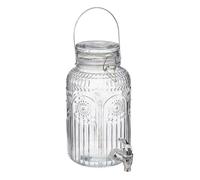 Fontaine à boisson vintage en verre avec anse - 3,8L - Transparent- L 21,5 x P 16,5 x H 29 cm