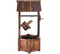 Fontaine à Eau pour Jardin Extérieur en Bois de Sapin - GOPLUS - Débit de 400 litres par heure - Marron Rustique