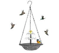Fontaine à Eau Solaire, Bol Suspendu résistant aux intempéries, mangeoire à Crochet en chaîne, Fonction de Bain d'oiseaux pour Jardin, terrasse, Porche, Balcon, décoration extérieure, Observation des