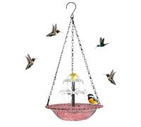 Fontaine à Eau Solaire, Bol Suspendu résistant aux intempéries, mangeoire à Crochet en chaîne, Fonction de Bain d'oiseaux pour Jardin, terrasse, Porche, Balcon, décoration extérieure, Observation des