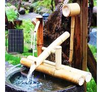 Fontaine À Eau Solaire en Bambou, Décor De Jardin Zen avec Pompe Et Décor De Jardin Extérieur Feng Shui À Énergie Solaire, pour Pelouse Intérieure Extérieure