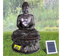 Fontaine à Eau Solaire Zen Bouddha-ÉTERNITÉ avec Lumière LED et Batterie Li-ION - pour Votre Jardin, Balcon, Terrasse - Lâcher Prise Vivre l’Instant PRÉSENT Jour et Nuit