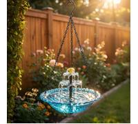 Fontaine à Oiseaux Solaire Suspendue - Bac à Eau pour Jardin - Ø 9.25 pouces, H 18 pouces