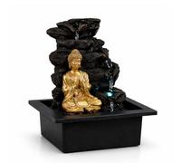Fontaine Bouddha Shira - Fontaine d’Intérieur Bouddha Amovible Lumière LED - Cadeaux - Déco Bureau Chambre Salon - Fontaine de Table - Circuit fermé - Marron et Dorée - H 26cm - Zen’Light