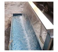 Fontaine Cascade en Acier Inoxydable 304 pour Piscine enterrée, avec Support en F, boîte de déversoir et déversoir pour Bassin, idéale pour la décoration de Jardin et Les aménagements extéri