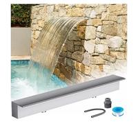 Fontaine-cascade en acier inoxydable, Bec de cascade piscine rectangulaire en acier inoxydable 304, argent, noir, 12 à 80 pouces(Silver,36in/91.5cm Water Outlet)