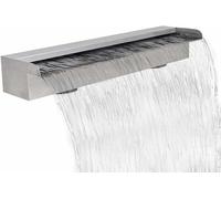 Fontaine cascade pour piscine, en acier inoxydable. Ornement de piscine avec un système de cascade et deux raccordements, longueur de 60 cm, en acier inoxydable, idéal pour piscines et étangs