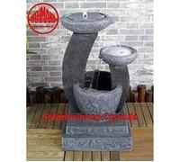 Fontaine Cascade Solaire Wehmann - Gris - Pompe 6V - Éclairage LED - Batterie Lithium