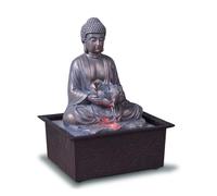 Fontaine décorative - Bouddha Sutra - Gris - H 25 cm - Éclairage LED - Pompe silencieuse