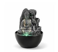 Fontaine d’Intérieur Bouddha Relaxante - Fontaine Cascade - Décoration Zen Feng Shui Porte-Bonheur- Idée Cadeau Futée et Utile Petit Prix- Fontaine de Table Lumière LED - H 18cm - Revata Zen’Light