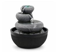 Fontaine d’Intérieur Cascade 3 Niveaux Jarre Effet Pierre Naturelle Lumière LED Coloré, Déco d’intérieur Zen et Élégant, Fontaine de Table, Idée Cadeau Exceptionnelle, H 21cm - Geelong Zen’Light