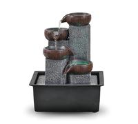 Fontaine d’Intérieur Cascade 4 Niveaux Jarre Effet Pierre Naturelle Lumière LED Coloré, Déco d’intérieur Zen et Élégant, Fontaine de Table, Idée Cadeau Exceptionnelle, H 21cm - Bkasi Zen’Light