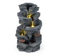 Fontaine d’Intérieur Cascade 5 Niveaux avec Lumière COSTWAY-Zen Méditation&Détente-en Résine,Fibre de Verre-Pompe Intégrée-Table