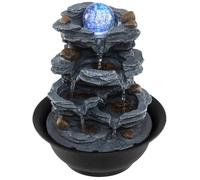 Fontaine d’Intérieur Cascade COSTWAY-Lumière LED Coloré,Boule Rotative-Pompe Silencieuse-Décoration Zen Relaxante-Fontaine Résine