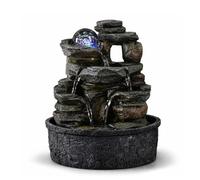 Fontaine d’Intérieur Cascade Nature Effet Pierre Rock Lumière Coloré, Idée Cadeau, Déco d’intérieur en Mouvement - Fontaine de Table Zen Relaxante, Objet Feng Shui Bonheur, H 23cm - Satya Zen’Light